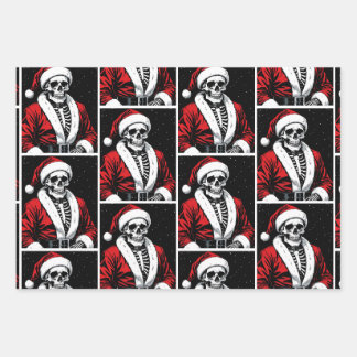 Skeleton Santa Wrapping Paper Sheet