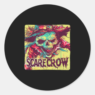 Skeleton Scarecrow Costume For Farmer And Hallowee Classic Round Sticker