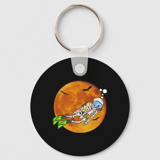 Skeleton Scu Diving Halloween Scu Diver  Key Ring (Front)