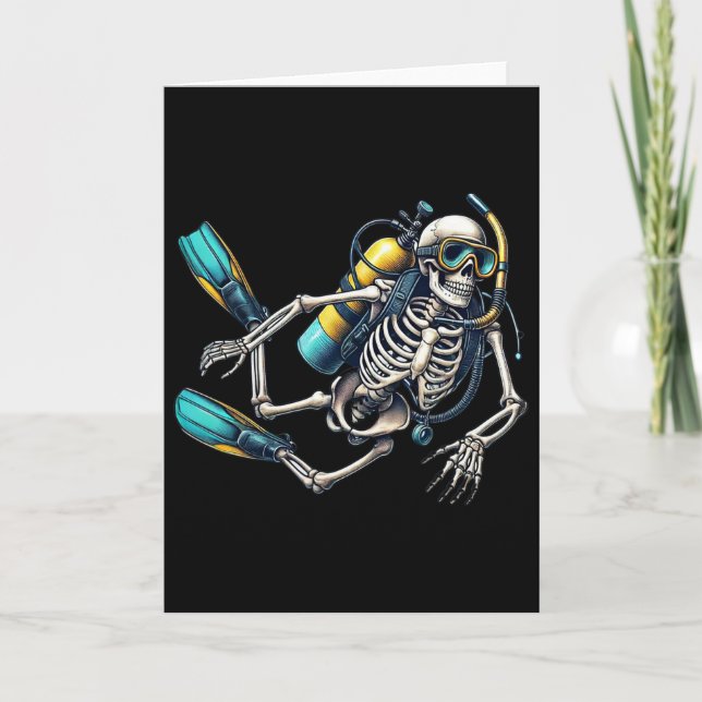 Skeleton Scu Diving Halloween Skeleton Scu Diver  Card (Front)
