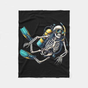 Skeleton Scu Diving Halloween Skeleton Scu Diver Fleece Blanket