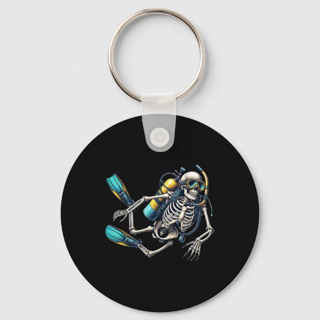 Skeleton Scu Diving Halloween Skeleton Scu Diver  Key Ring (Front)