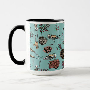 Skeleton Scuba Diver & Coral Ceramic Mug
