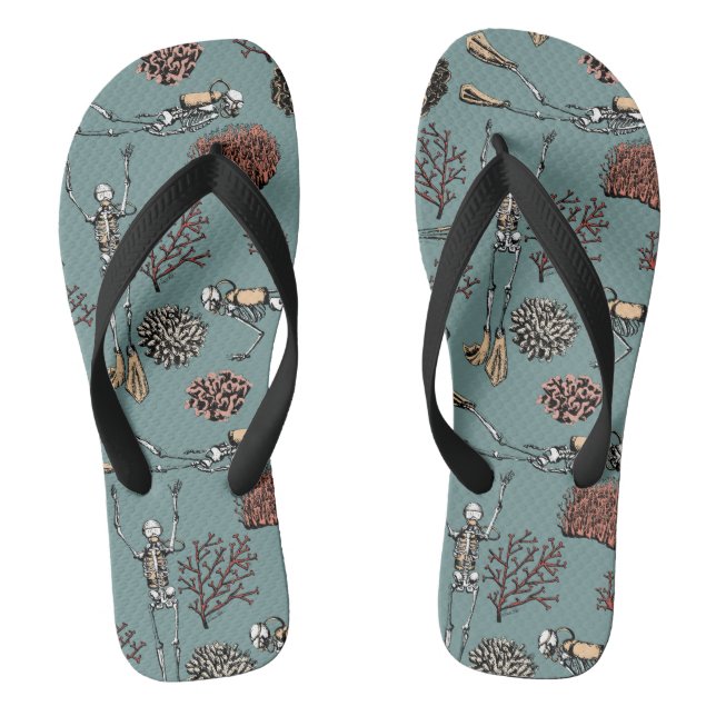 Skeleton Scuba Diver & Coral Thongs (Footbed)