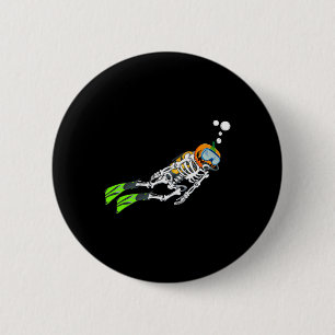 Skeleton Scuba Diving Halloween Pumpkin Diver 6 Cm Round Badge