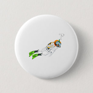Skeleton Scuba Diving Halloween Pumpkin Diver 6 Cm Round Badge