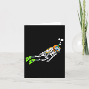 Skeleton Scuba Diving Halloween Pumpkin Diver Card