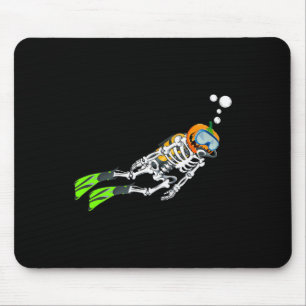Skeleton Scuba Diving Halloween Pumpkin Diver Mouse Pad