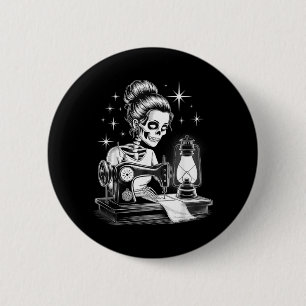 Skeleton Sewer Quilter Funny Sewing Lover 6 Cm Round Badge