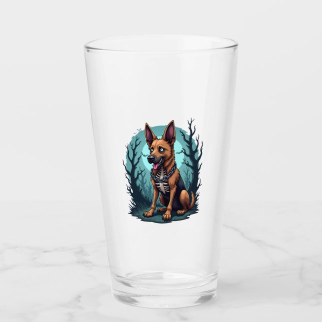 Skeleton Shepherd Dog Glass (Front)