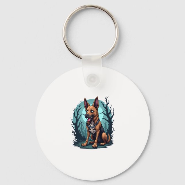 Skeleton Shepherd Dog Key Ring (Front)