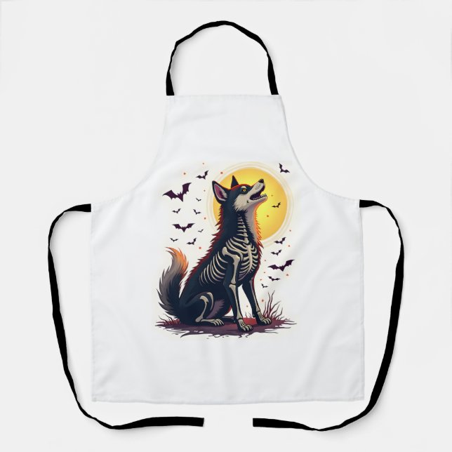 Skeleton Shiba Scream Apron (Front)