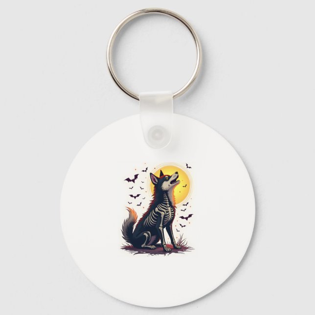 Skeleton Shiba Scream Key Ring (Front)