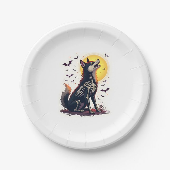 Skeleton Shiba Scream Paper Plate (Front)