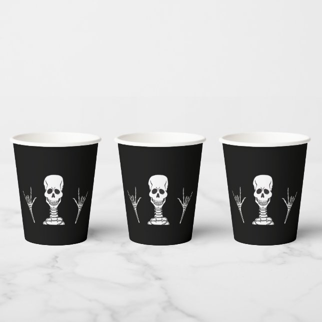 Skeleton signs ILY ("I love you") in ASL.  Paper Cups (Multi)