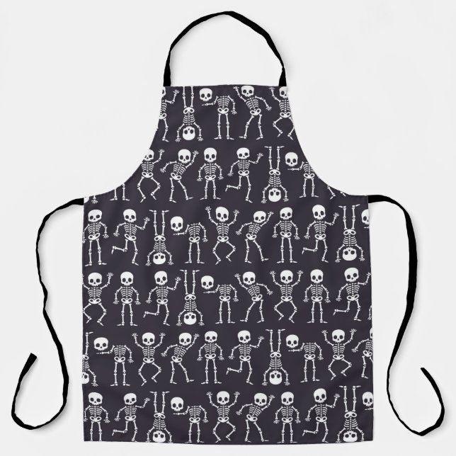 Skeleton silhouettes seamless pattern for hallowee apron (Front)