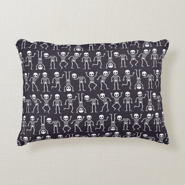 Skeleton silhouettes seamless pattern for hallowee decorative cushion (Front)
