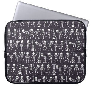 Skeleton silhouettes seamless pattern for hallowee laptop sleeve