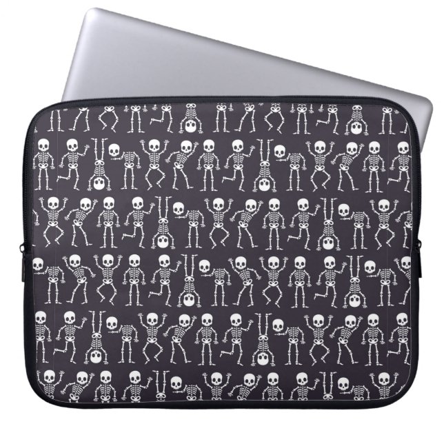 Skeleton silhouettes seamless pattern for hallowee laptop sleeve (Front)