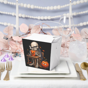 Skeleton Sipping Pumpkin Mug Halloween Favour Box