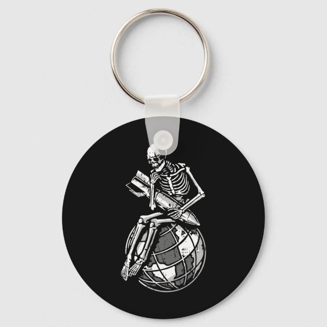 Skeleton Sitting Earth Day Environmental Environme Key Ring (Front)