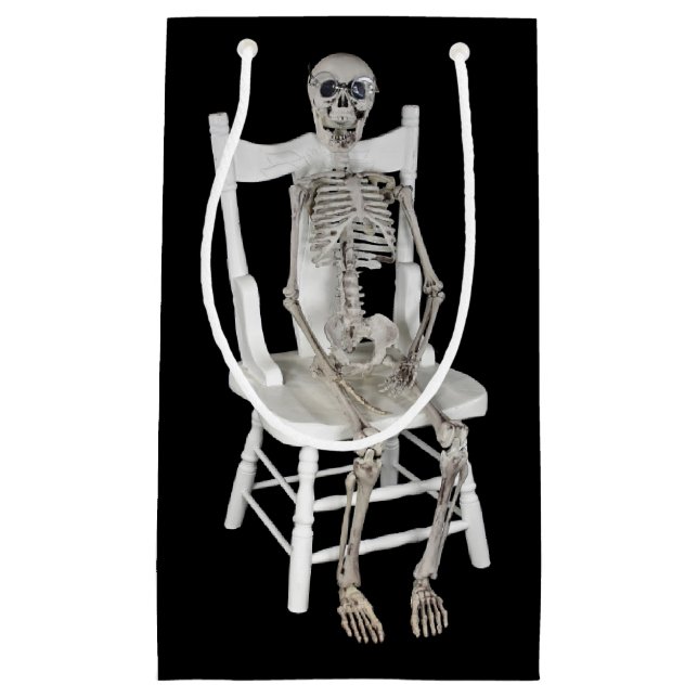 skeleton sitting on white chair small gift bag (Front)