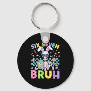 Skeleton six seven 67 bruh 6 7 bunny easter day me key ring