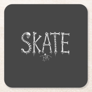 Skeleton Skate bones Square Paper Coaster