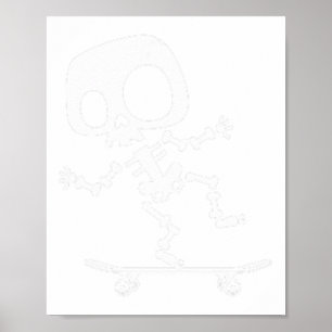 Skeleton Skateboard Halloween Costume Fun Skateboa Poster