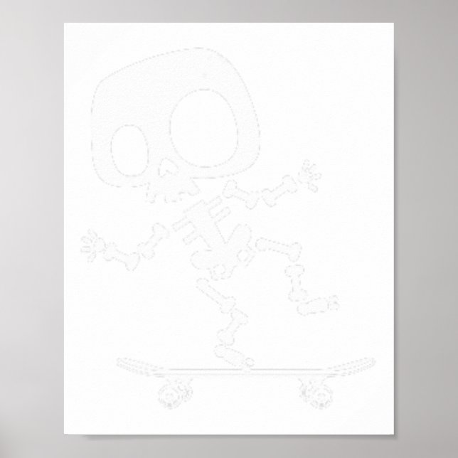 Skeleton Skateboard Halloween Costume Fun Skateboa Poster (Front)