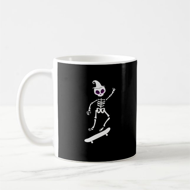 Skeleton Skateboard Lazy Halloween Costume Funny Coffee Mug (Left)