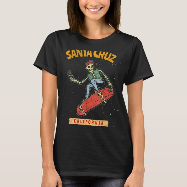 Skeleton Skateboard Skateboarding Santa Cruz Calif T-Shirt (Front)