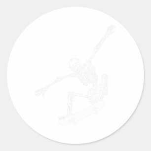 Skeleton Skateboard Skull Halloween Skateboarding Classic Round Sticker