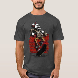 Skeleton Skateboard Wall T T-Shirt