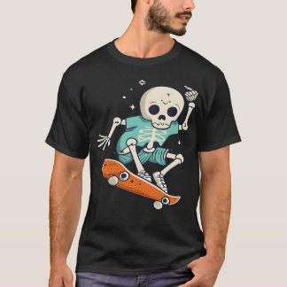 Skeleton skateboarding Halloween gift T-Shirt