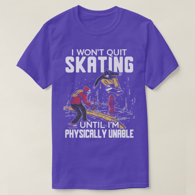 Skeleton Skater Spooky Cartoon  T-Shirt (Design Front)