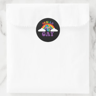 Skeleton Skella Gay Rainbow Pride Month Classic Round Sticker