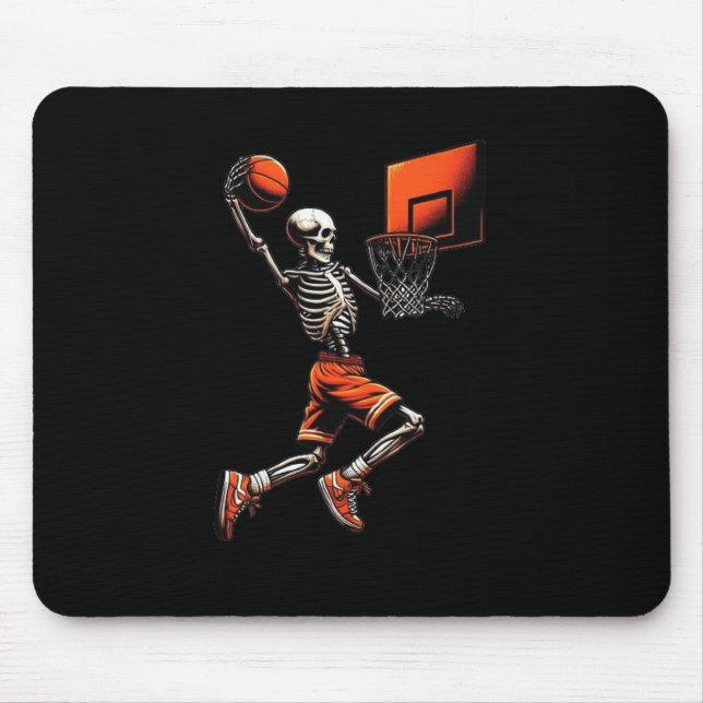 Skeleton Sketll Player Dunking Hoop Halloween Vint Mouse Pad (Front)