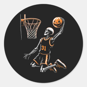 Skeleton Sketll Player Spooky For Halloween Classic Round Sticker