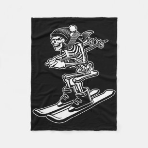 Skeleton Skiing Lazy Halloween Costume Cool Skull Fleece Blanket