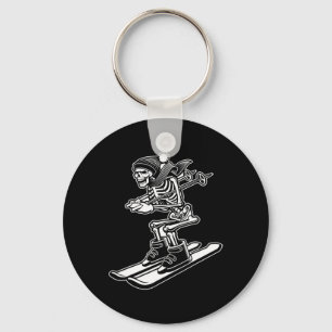 Skeleton Skiing Lazy Halloween Costume Cool Skull Key Ring