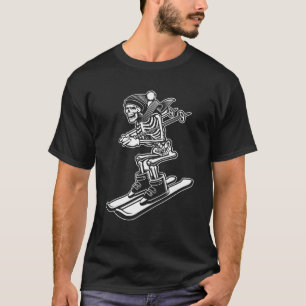 Skeleton Skiing Lazy Halloween Costume Cool Skull T-Shirt