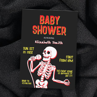 Skeleton skull baby shower invitation