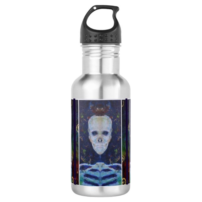 Skeleton skull bones Maureen Girard Halloween 532 Ml Water Bottle (Front)