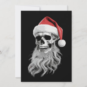 Skeleton Skull Christmas Scary Santa Beard Xmas Holiday Card