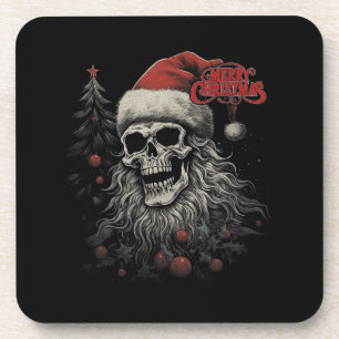 skeleton skull funny merry christmas santa m coaster