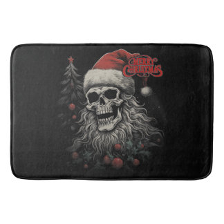 Skeleton Skull Funny Merry Christmas Santa Matchin Bath Mat
