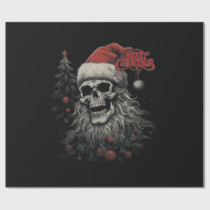 Skeleton Skull Funny Merry Christmas Santa Matchin Wrapping Paper