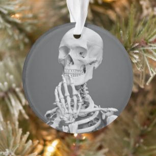 Skeleton Skull Halloween Black and White Grey Ornament