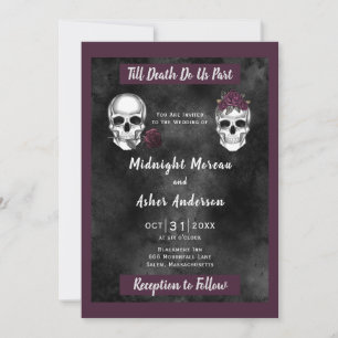 Skeleton Skull Rose Till Death Do Us Part  Invitation